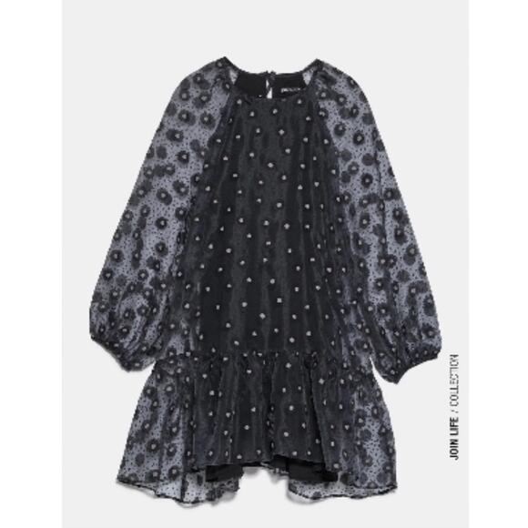 Zara Organza Daisy Print Mini Dress - Picture 6 of 6